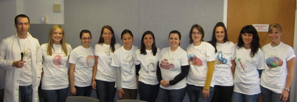 Students in the Doctor of Audiology program dress up as the human auditory system for Halloween