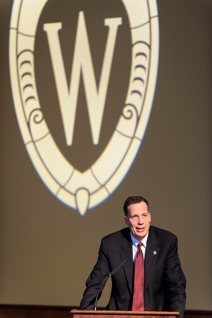 John Karl Scholz, dean of UW-Madison's College of Letters & Science, speaks about a new student-career initiative during his presentation to the UW System Board of Regents at Union South at the University of Wisconsin-Madison on Feb. 4, 2016. (Photo by Jeff Miller/UW-Madison)